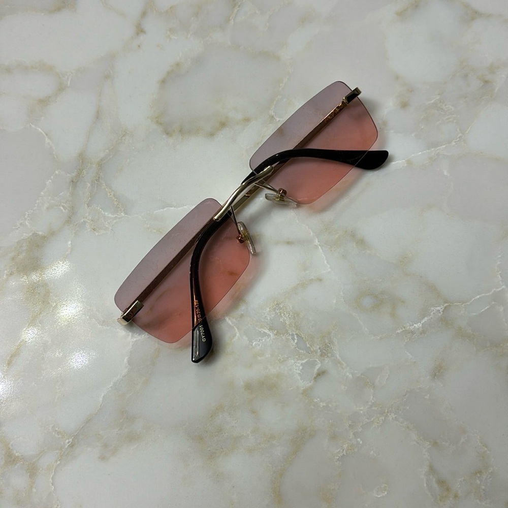 Pink Frame Rectangle, Sunglasses - image 1